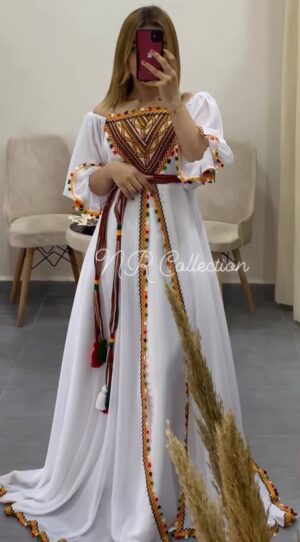 فستان قبائلي - ابيض